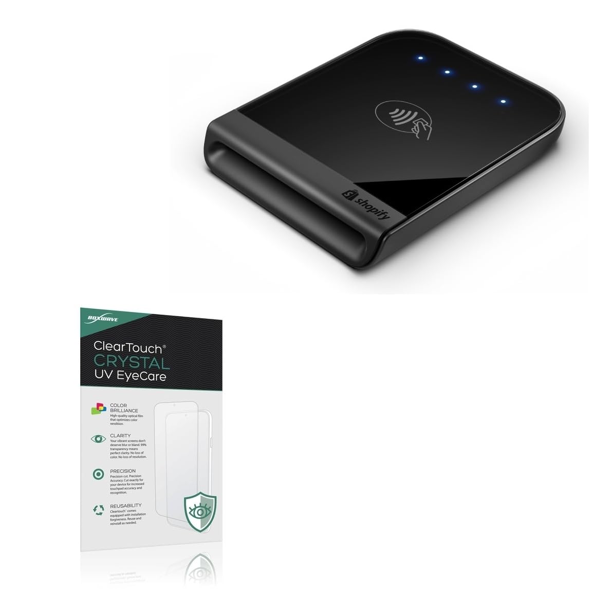 BoxWave Screen Protector Compatible With Shopify Tap & Chip Card Reader - ClearTouch Crystal Anti-UV EyeCare (2-Pack), Filters out Harmful Blue Light Reduce Fatigue