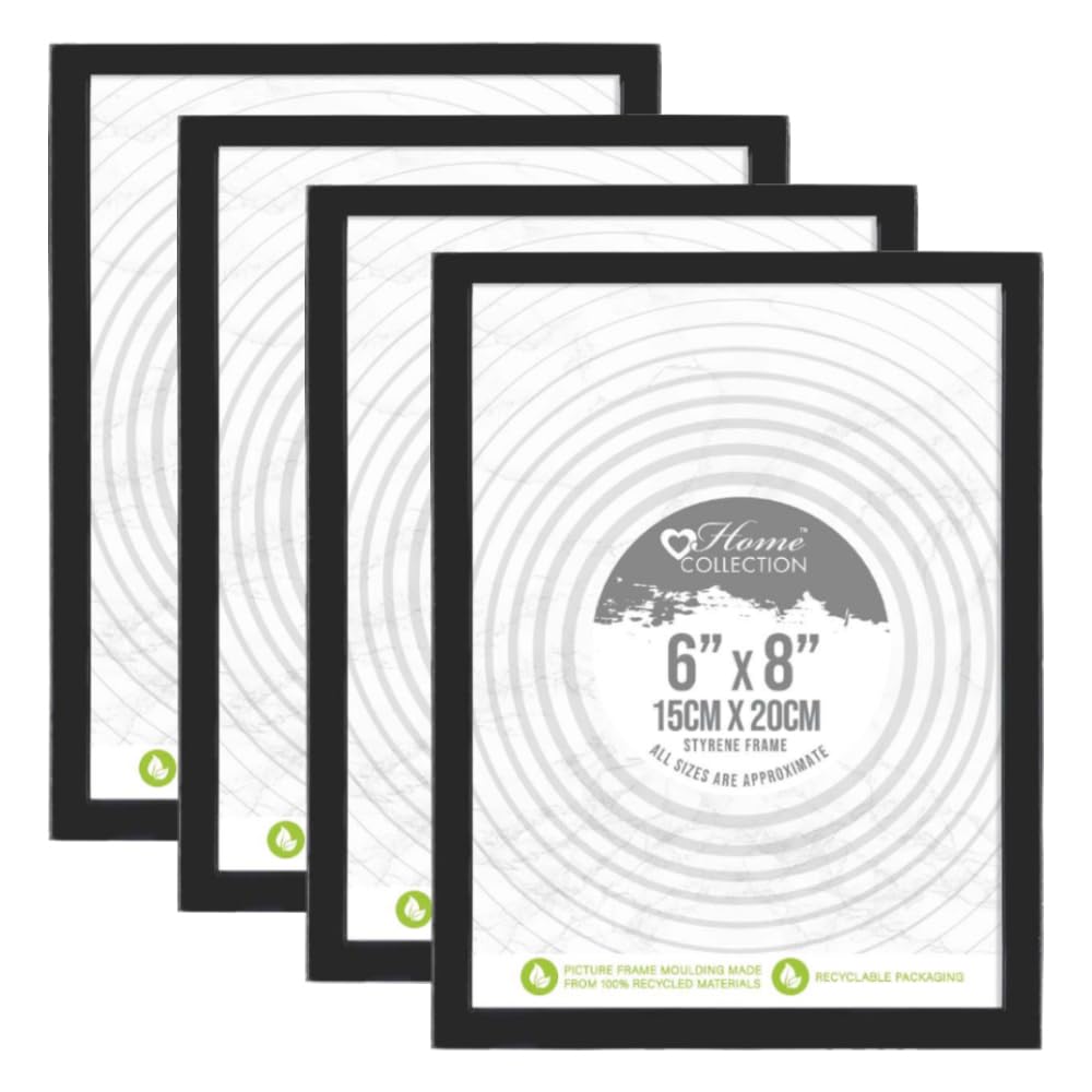 M1SS Set of 4 (15cm X 20cm) Black Border Photo Frames, Front Styrene window Picture Frames, Wall mount or table top, Freestanding Display Posters Certificates Best for Home Office