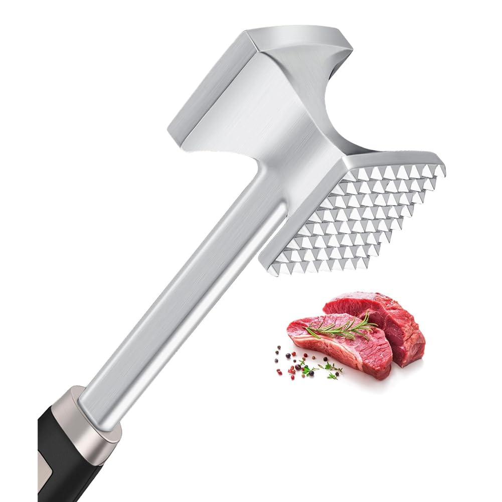 CTRLZS Dual-Side Meat Mallet, Heavy Duty Solid Meat Hammer Pounder for Tenderizer, for Tenderizing Tools for Steak, Beef and Pork