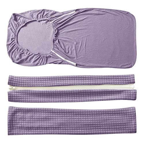 Image of FORCHEER Office Chair Cover Water Repellent Jacquard Armrest Swivel Chair Slipcovers Removable Stretch Universal Computer Chair Cover L with Chair Arm Cover 2P-Purple