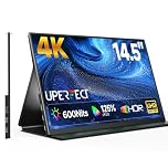 UPERFECT 14.5" 4K Portable Monitor, Aluminium 600 Nits 3840x2400 UHD Matte 16:10 Travel Screen w/Smart Cover, 1.06B Colours, USB-C Mini HDMI Metal Frame External Display for Laptop/PC/Phone/Game