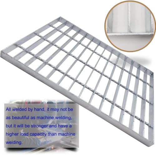 Image of Galvanized Steel Drain Grate, Driveway Channel Cover 20x12 in