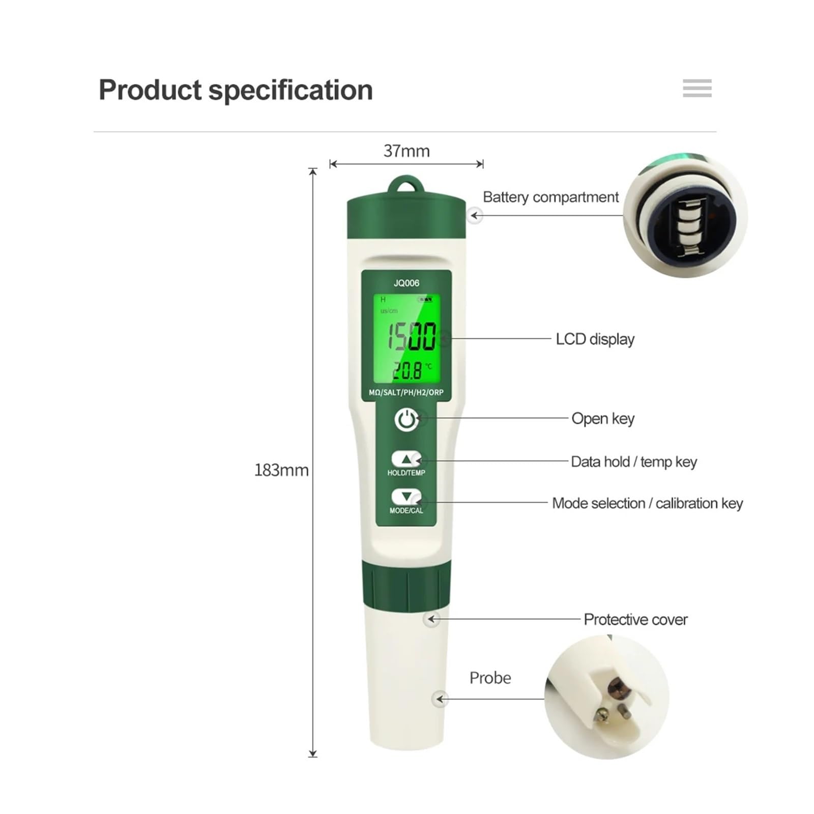 Bodenmessgerät, Digitales PH-Meter, 10-in-1-Tester for Widerstand/Nährlösung, Fruchtbarkeit/H2/Temp/ORP/EC/TDS/Salzhalt/SG/PH-Meter, Wasserqualitätstester Für Gartenarbeit und Landwirtschaft