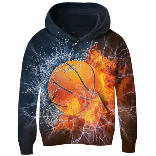 Image of uideazone Boys Girls 3D Print Graphic Sweatshirts Long Sleeve Cotton Pullover Hoodies with Pocket 3-16Y
