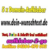 50 cm, 5 unidades de pegatinas de dominio, texto y color a elegir, www.dein-wunschtext.de