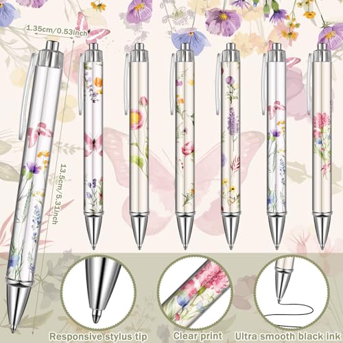 Image of Resurhang 6 Pack Floral Spiral Notebooks Wildflowers Preppy Journal Cute Aesthetic Hardcover Ruled Notebooks with Ballpoint Pens for Office School Day Classroom Prize Gifts, 5.5 x 8.3 Inch