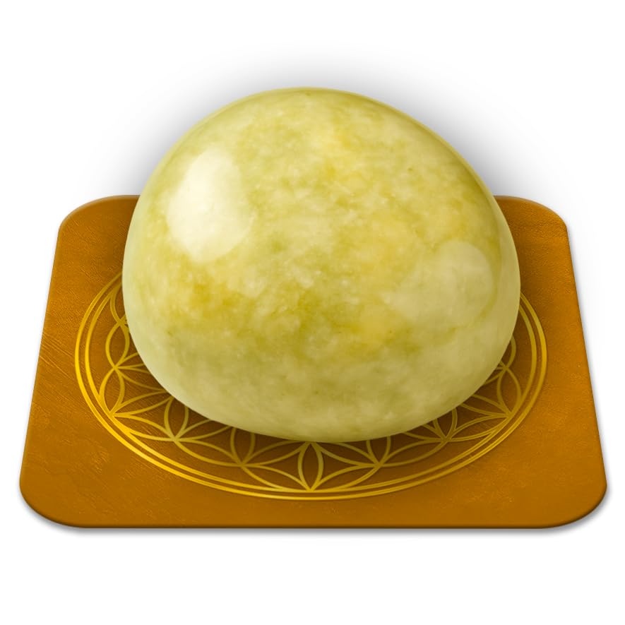 Piedra Jade de China Natural Pulida 2-3 cm Calidad Premium | Prosperidad, Nuevo comienzo y armonía | Flor de la vida incluida | Guía Práctica & Meditación Ofertss | Regalo Zen Bienestar | 1 unidad