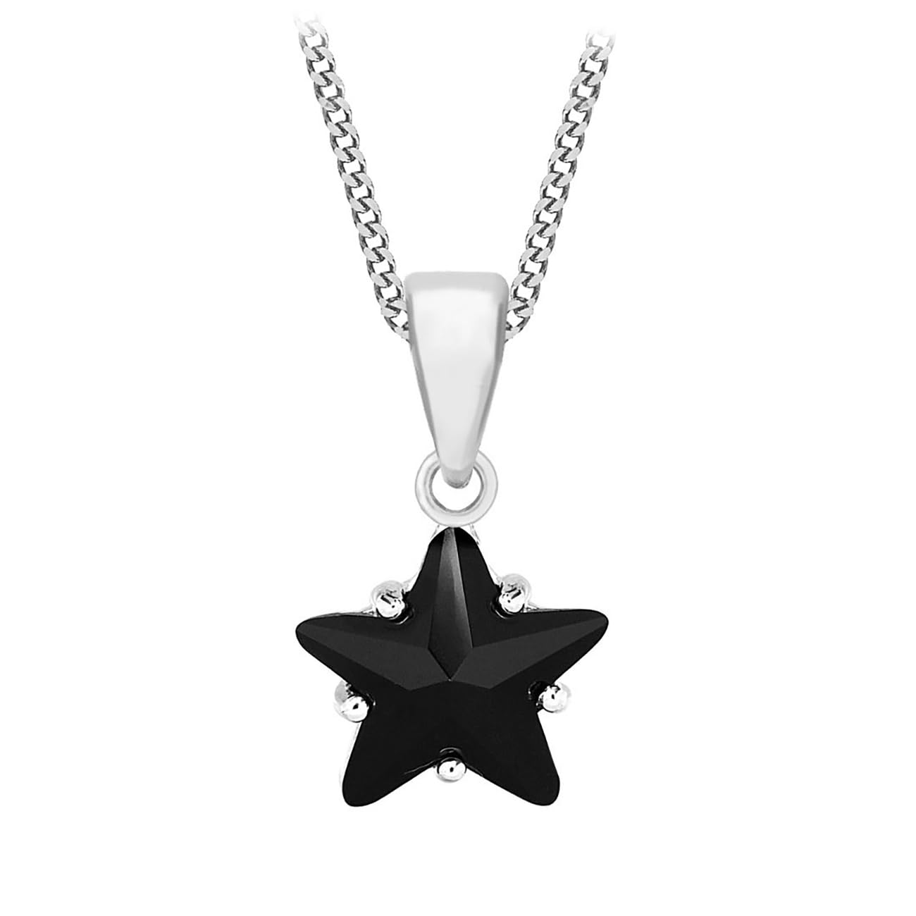 Tuscany Silver Collana regolabile con ciondolo a stella con zircone nero in argento sterling 925 su catena grumetta da 41-46 cm
