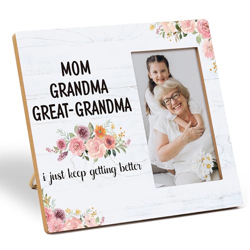 CJiangpo Great Grandma Picture Frame - Great Grandma Baby Announcement Pregnancy Wooden Photo Frame Tabletop Decor Ornament Promoted To Great Grandmother Gift for Birthday Mothers Day 4x6 Inch Photo