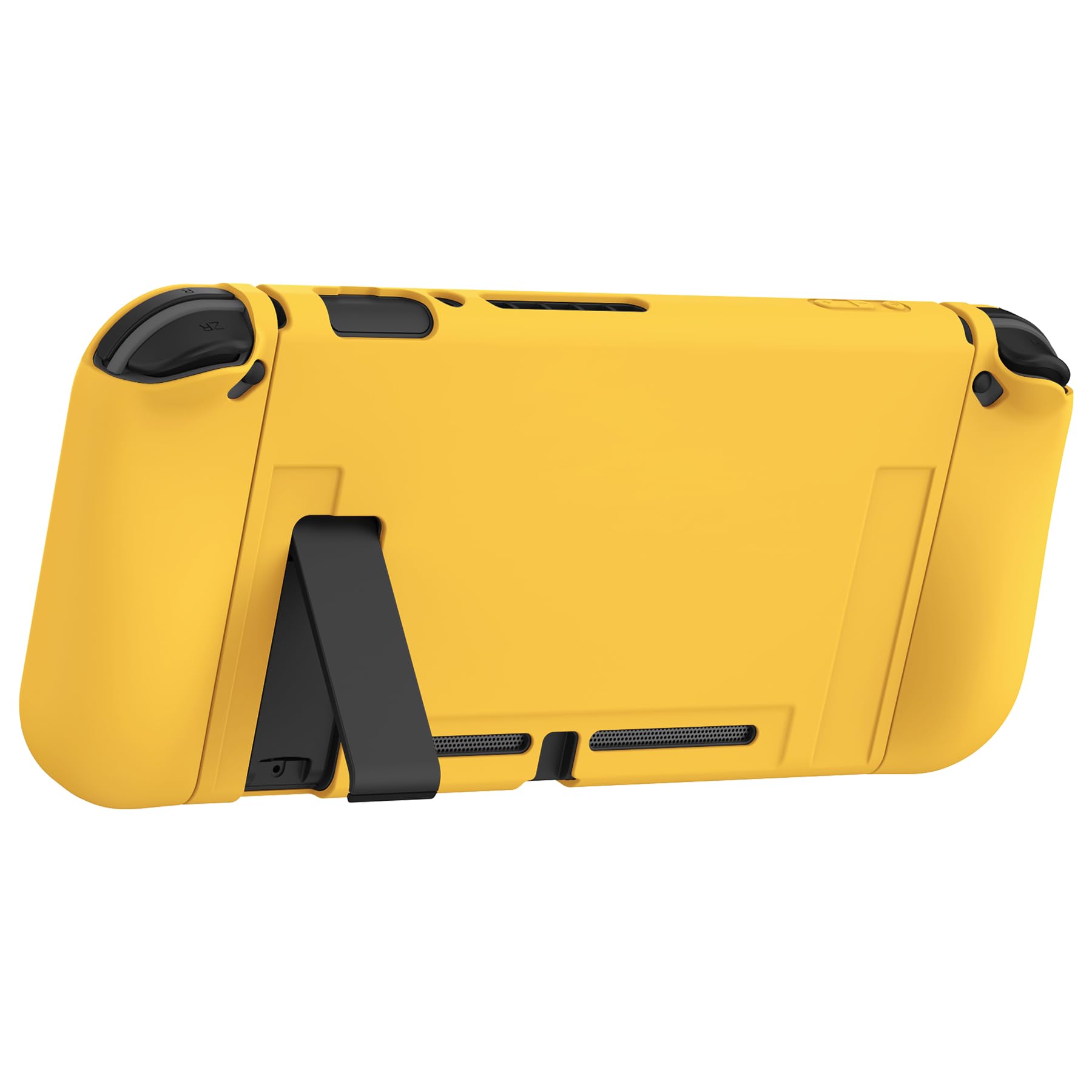 PlayVital Cover Protettiva Custodia per Nintendo Switch Copertura Morbida TPU Case per NS Switch Joycon Console con Copri Tasti ABXY Direzionali Colorati-Giallo