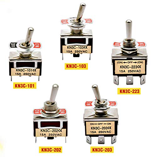 DaierTek Interruttore a levetta a 3 vie per charra ON/ON/ON 6 pin 3 posizioni Pickup per charra Interruttore a levetta DPDT con punte rosse e nere