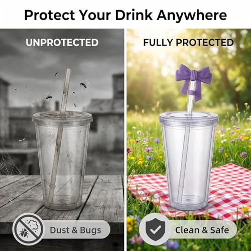 Image of BTYHAOS Straw Covers, Dust Proof Straw Toppers Fit Stanley 30 40oz Tumbler | Reusable Food-Grade Silicone Straw Covers Cap for Most 10mm Reusable Straw