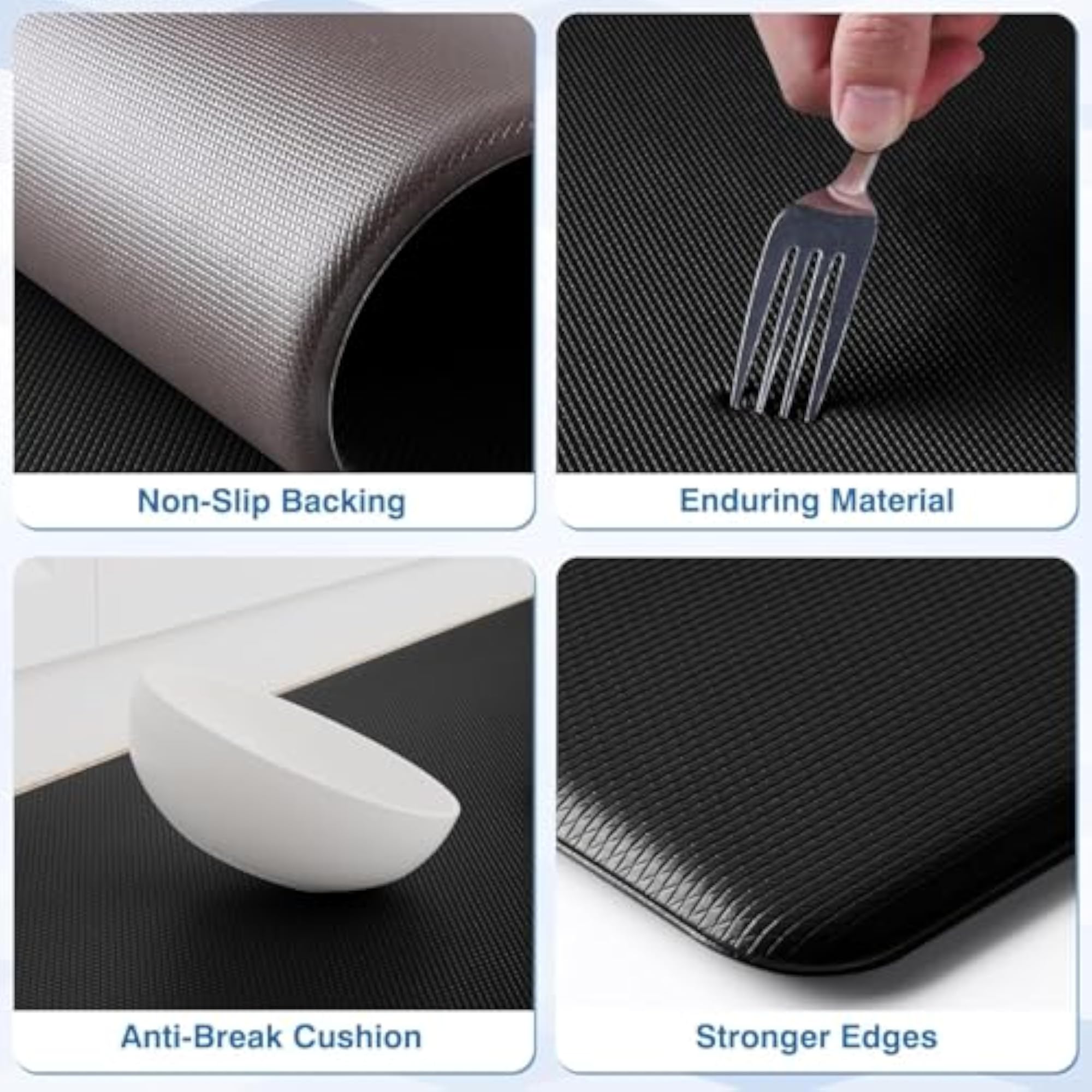 Memory Foam Anti-Fatigue Kitchen Mats Set, 2 Pieces