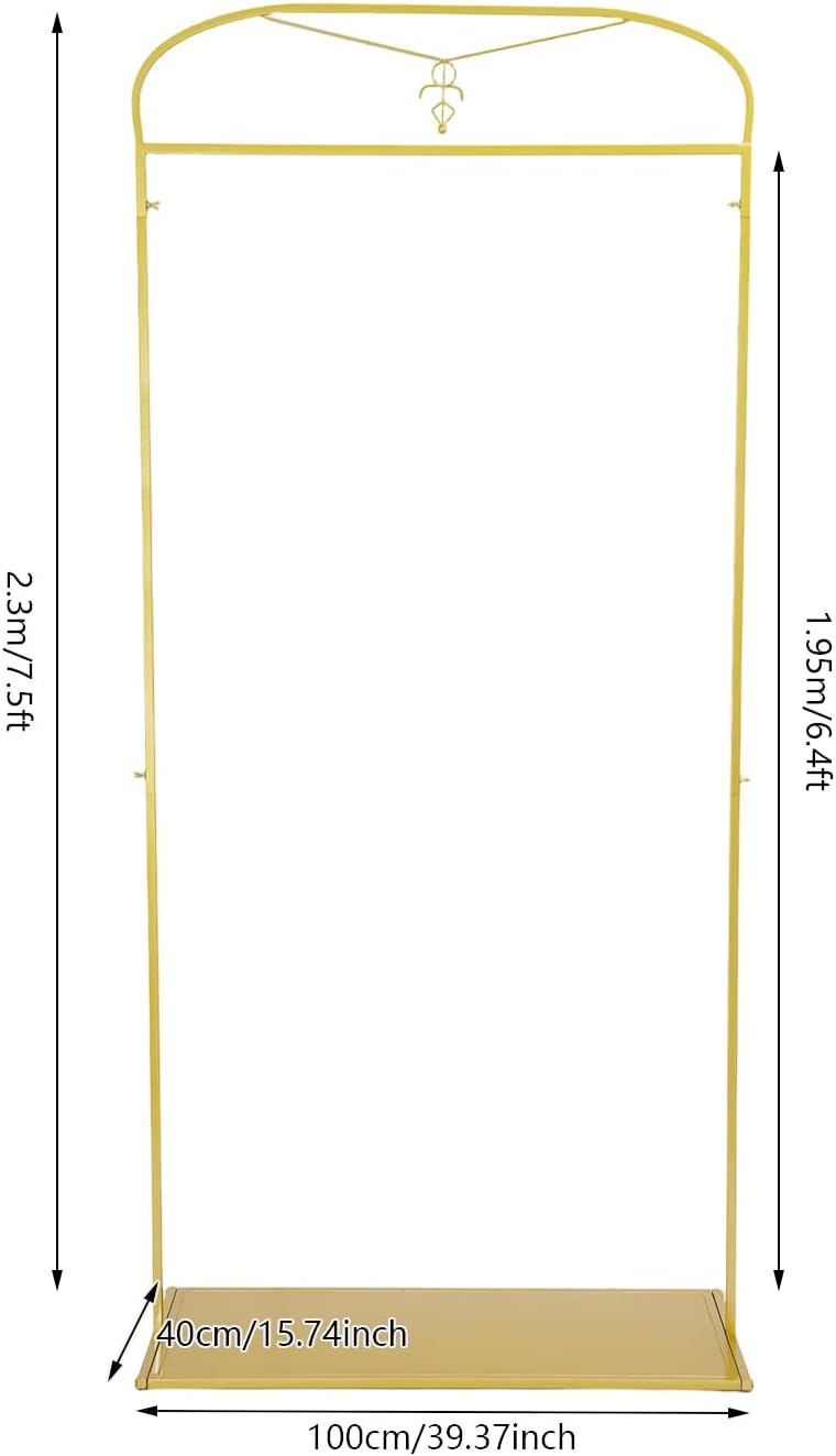 Clothes Garment Rack, 91" Tall Gold Clothing Hanging Rack, Bridal Clothes Dressr Racks for Hanging Long Dresses, Gown Wedding Dress Rack Shoes Bags Clothes Organizer, Golden Yellow