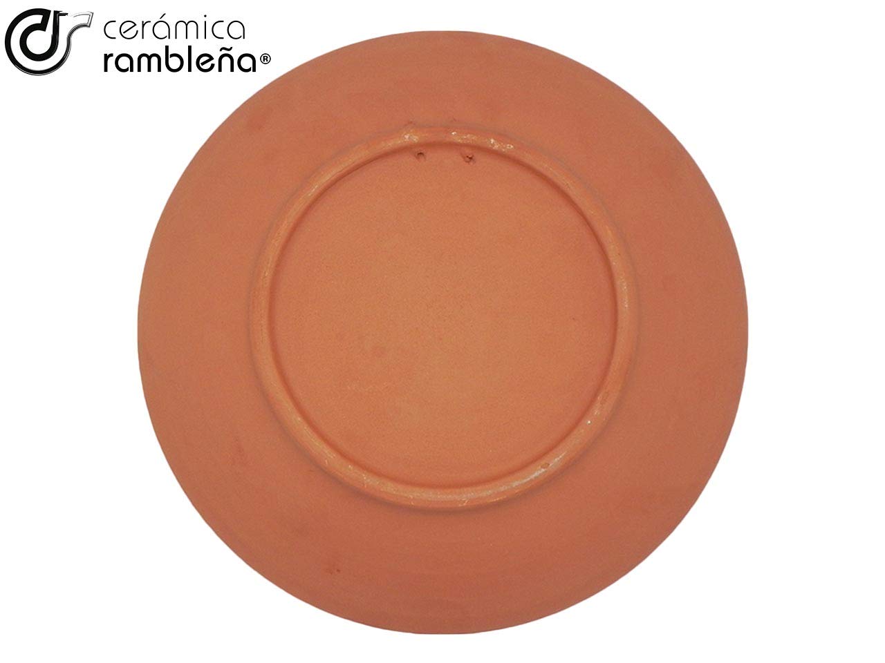 CERÁMICA RAMBLEÑA | Plato Decorativo para Colgar en Pared | Plato de cerámica | Plato decoración Mediterránea Naranja-Blanco-Violeta | 100% Hecho a Mano | 35x35x6 cm