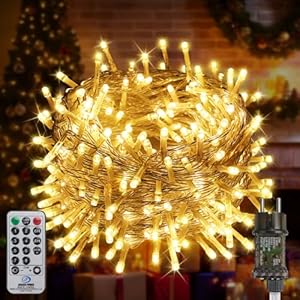 FairyGlim Weihnachtslichterkette mit Fernbedienung-20M 200 LED für Wasserdichte Outdoor Lichterkette mit 8 Modi. Ideal für Gärten, Partys, Terrassen und Balkon festliche Deko (warmweiß)