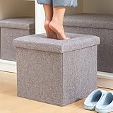 Silla Con Almacenaje Banco Baul Caja De Almacenaje Almacenamiento Plegable (GRIS)