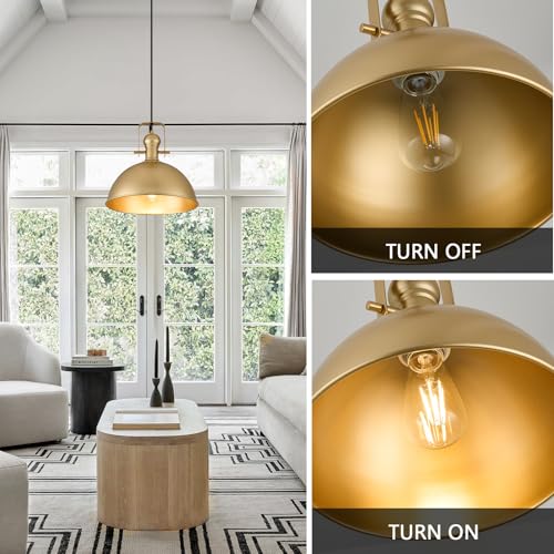 Image of 12 Inch Gold Modern Pendant Lights for Kitchen Island 3 Pack