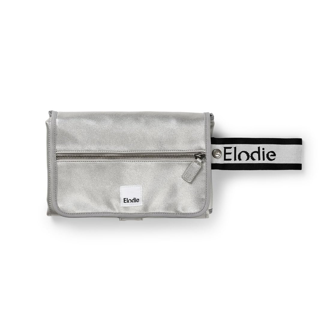 Elodie Details Cambiador Bebé Portátil Recién Nacido – Plegable Acolchado Ligero Compacto con 2 Fundas Rizo Lavables, Bolsillo & Muñequera Desmontable, Cambio Pañal Viaje 87x51 cm, Silver Sheen