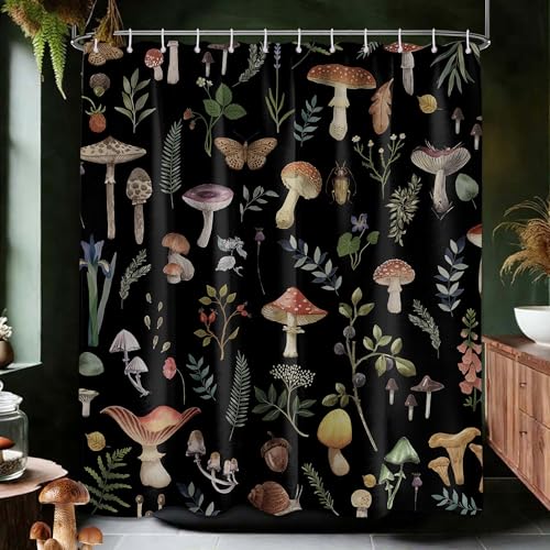 EoExlup Vintage Mushroom Shower Curtain 70 X 72 Inch