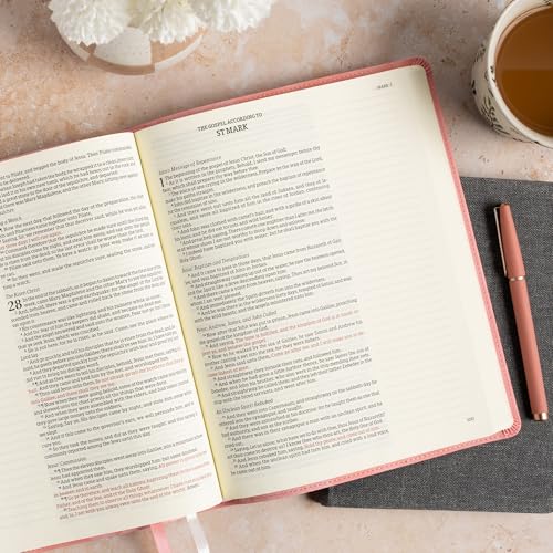 KJV Notetaking Bible, Large Print Edition, Soft Pink LeatherTouch, Red Letter, Wide Margins, Journaling Space, Single-Column, Reading Plan, Easy-to-Read Bible MCM Type - image 3