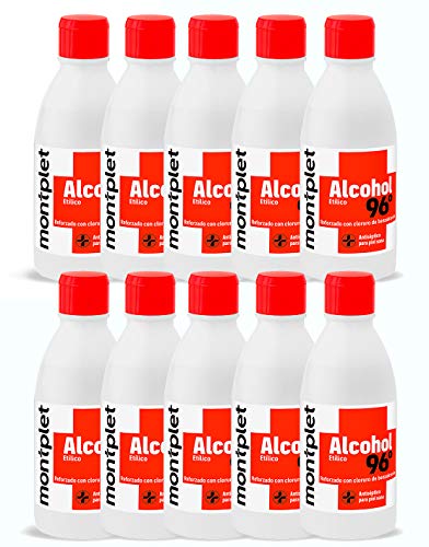 Montplet Alcohol etílico, 96 grados, 250 ml. (10 unidades)