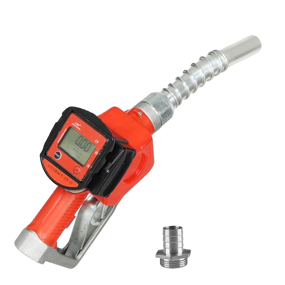 1" NPT Automatic Fuel Nozzle with Digital Flow Meter Auto Shut-Off Fuel Nozzle High Flow Car Fuel Filling Nozzle Used for diesel,gasoline,kerosen (Red, 1"in-3/4"out)