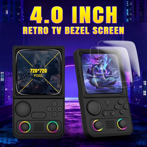 Image of R36TMAX Upgraded Retro Handheld Game Console with 4000mAh Battery, 4.0'' IPS Screen, Retro Gaming Console with Portable Case, Supports WiFi Networked Fighting and OTG (128GB Black)