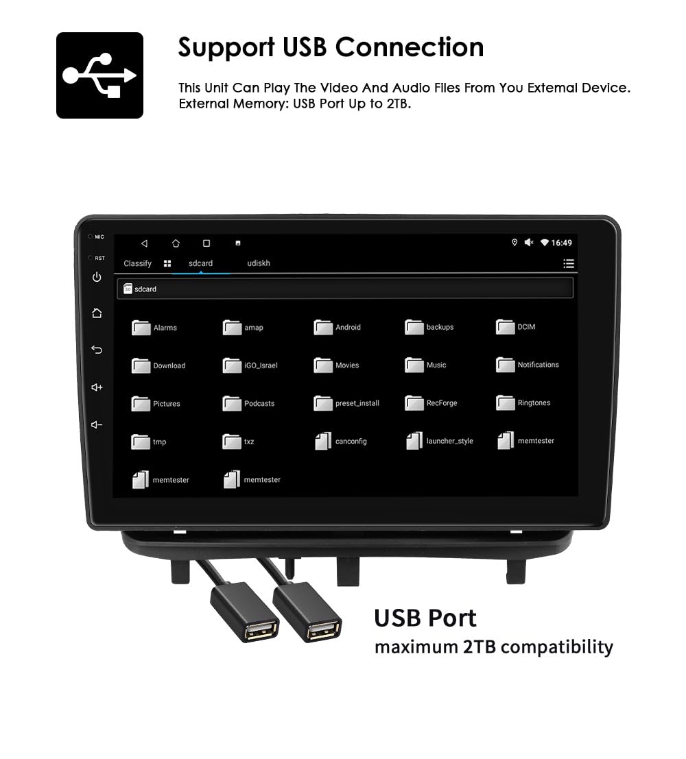 Ossuret Radio samochodowe do Opel Corsa D (2007-2012), 9 cali Android 13 ekran dotykowy 2+32 GB GPS nawigacja z Carplay Android Auto WiFi Bluetooth sterowanie kierownicą DSP USB TPMS OBD2