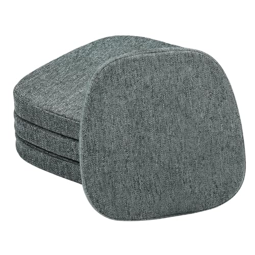 Image of baibu 14x14 Memory Foam Metal Chair Cushions Set of 4, Dual-Layer Design Non-Slip Metal Dining Chair Pads Kitchen Seat Cushion with Machine Washable Cover, 4 Counts, Dark Grey