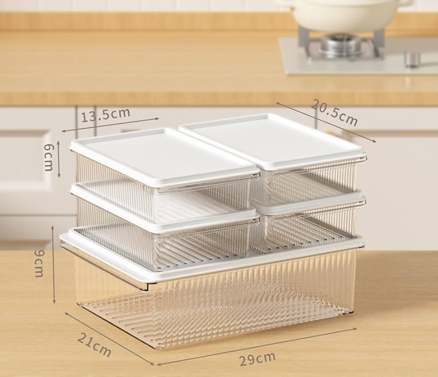 Amazon｜5個入り 密閉容器フラットフラット冷蔵庫タッパーPP家庭