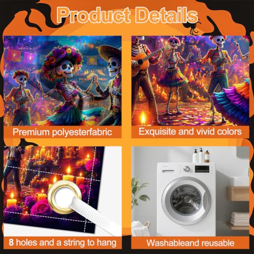 Image of Halloween Garage Door Decorations 6 x 13 ft, Skeleton Party Cover