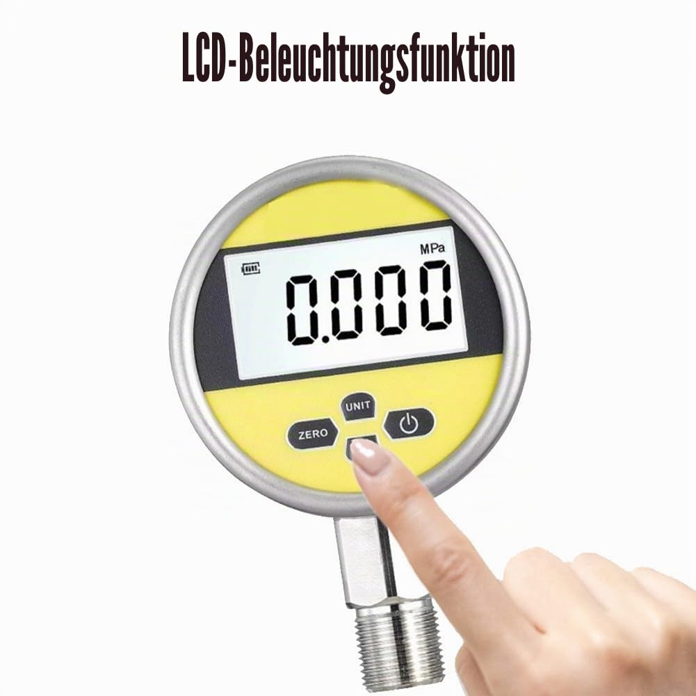 ZYWUOY Digitales Manometer, Edelstahl, Intelligente Digitalanzeige, Vakuum, Hydraulik-Manometer, Tester