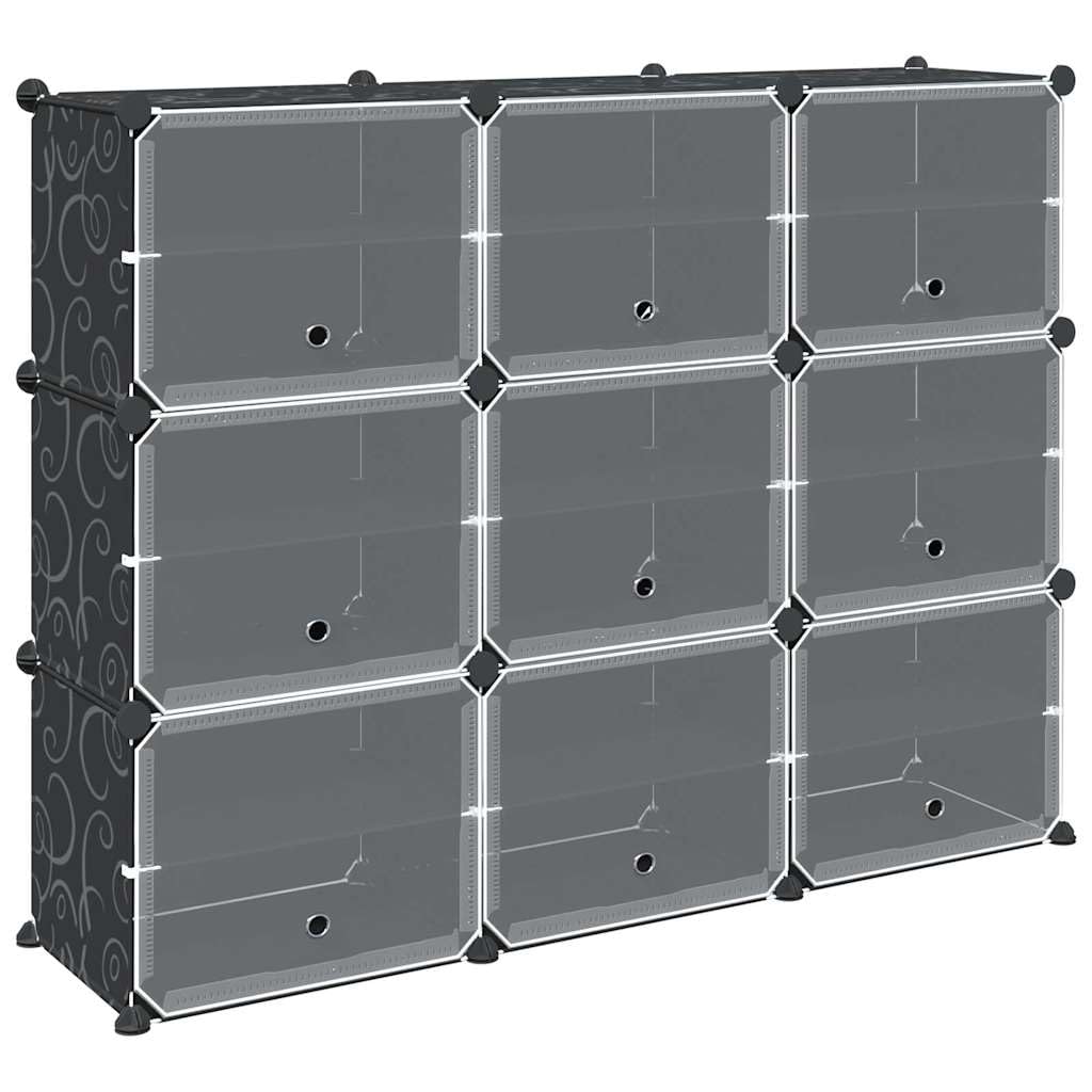 Armoire de rangement Polypropylene 9 Compartiments Noir