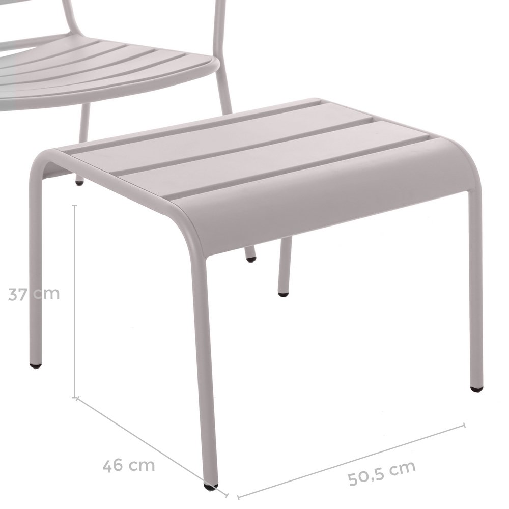 LOLAhome Taburete reposapiés de Acero Gris de Exterior para terraza Garden