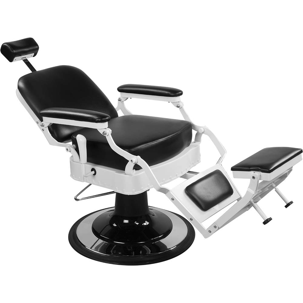 Medeo Herrenstuhl Friseurstuhl schwarz/weiß, zeitgenössisch, 360° drehbar, höhenverstellbar, Kunstleder, 150 kg Belastbarkeit, Entspannen