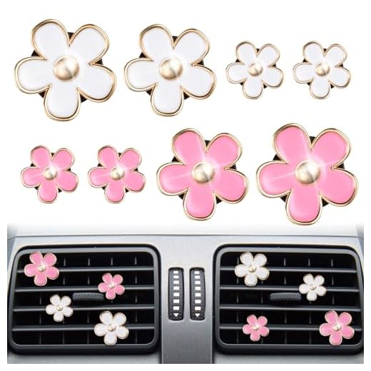 URAQT Clip Difusor de Margarita, 8pcs Clips de Ventilación de Flores de Margarita Clip de Ventilación de Coche, Ambientador de Coche Difusor de Perfume para Coche con 4 Tabletas Aromaterapia