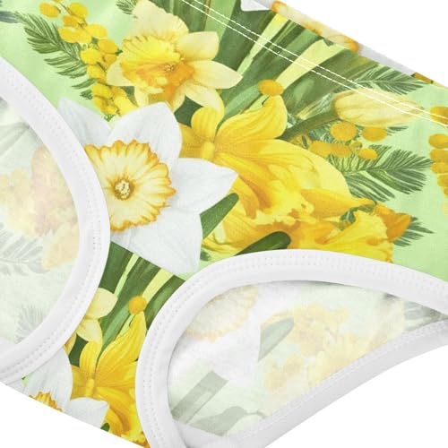 Floral Yellow White Daffodils Green Girl Panties Cute Girls Underwear Toddler Cotton Aesthetic Kids Undies Briefs 2t4