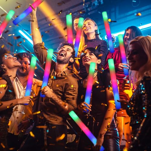 HONLYNE 100 PCS Foam Glow Sticks, Bulk Glow Sticks with 3 Modes Colorful Flashing, LED Light Sticks, Glow in Dark Party Supplies for Wedding, Raves, Birthday, Christmas, New Year by HONLYNE - Image 3