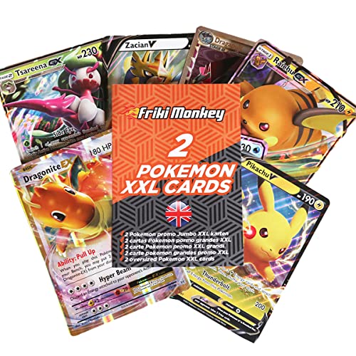 Lot de 2 Cartes Pokémon Jumbo XXL - Lot de 2 Cartes Pokémon GX VMAX Mega V - Cartes Pokémon - Cartes Officielles Pokémon - Langue Anglaise.