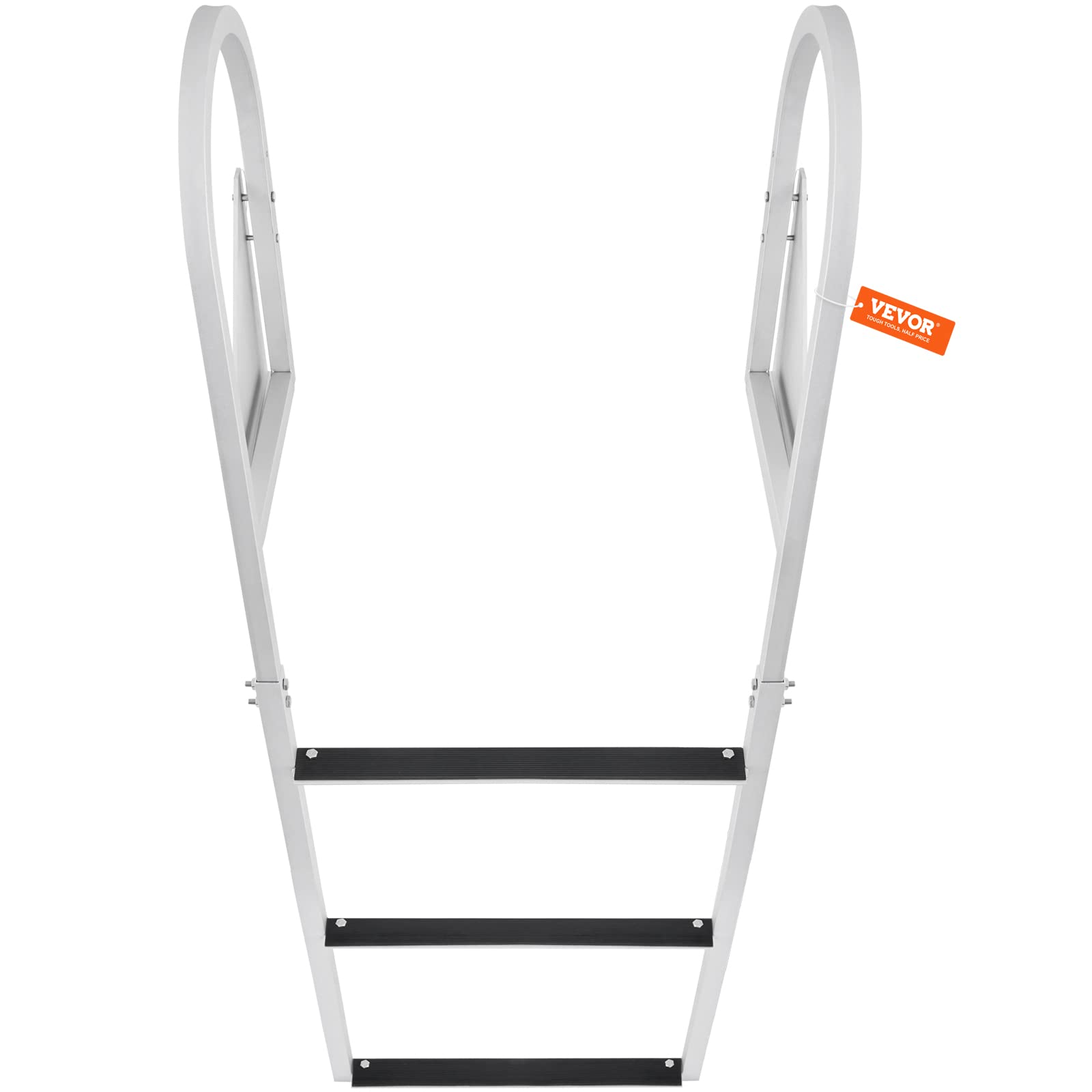 VEVOR Scaletta per Pontile, 3 Gradini Ribaltabili, Capacità di Carico di 350 Libbre, Scaletta Antiscivolo in Lega di Alluminio, Facile da Installare per Nave/Lago/Piscina/Imbarco Marittimo