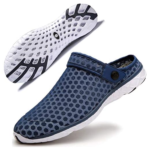 Zapatillas de Estar por Casa de Hombre Zapatos de Jardín Mujer Zuecos y Mules de Playa y Piscina Verano Chanclas Transpirables Azul Oscuro 36