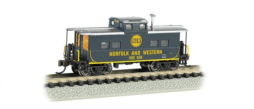 Bachmann Industries #500 836 Northeast Steel Caboose Norfolk i Western Blue Pociąg Samochód, Skala N