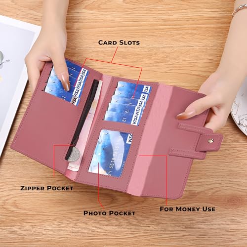 Image of Kraptick Women's Wallet -Stylish and Compact Purse Clutch Wallet for Women, Stylish Card Coin Holder, Debit Card Holder, Money Organizer and Travel Wallet for Women with 12 Slots (Dark Pink)