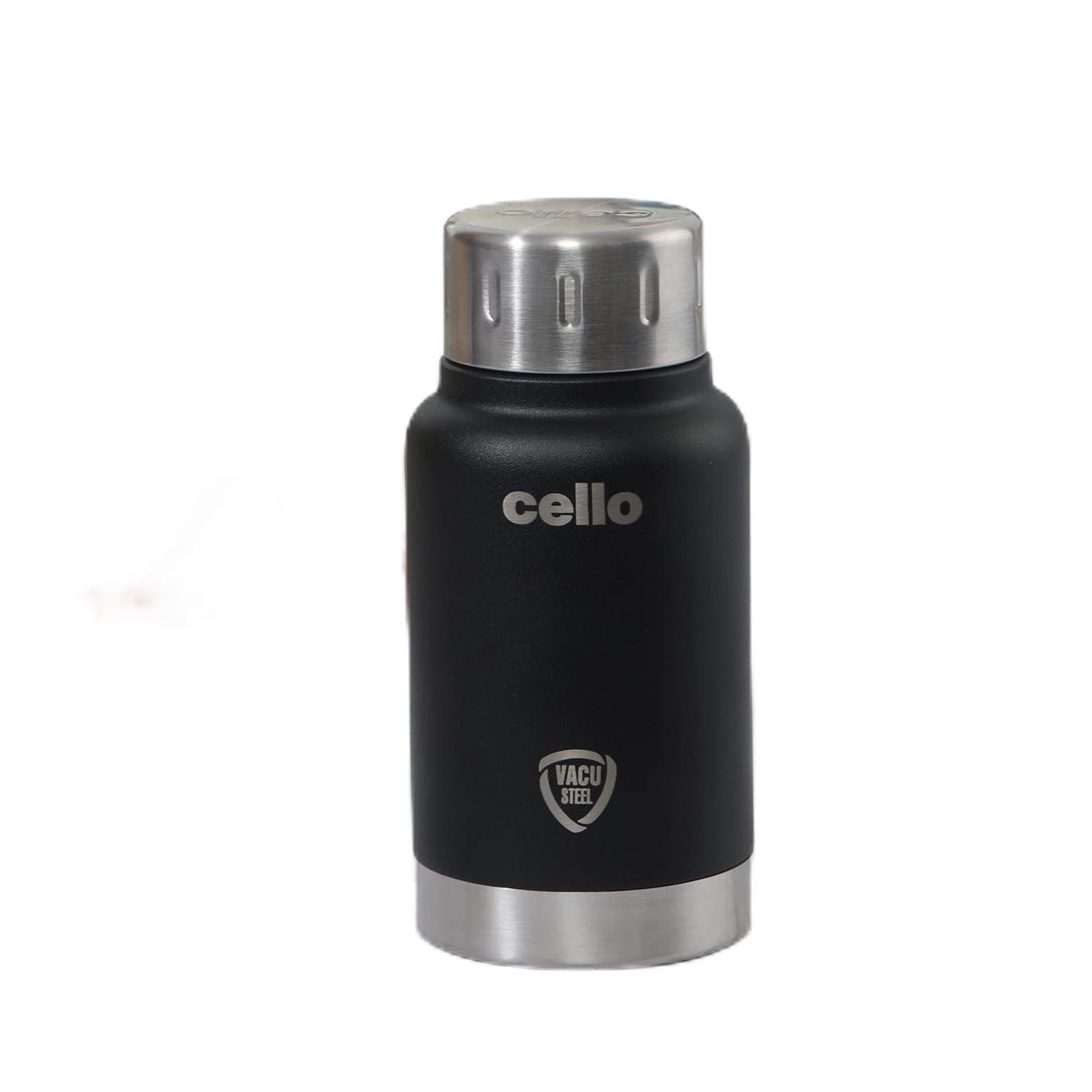 Cello Duro Top Double Wall Stainless Steel Water Bottle, 1 Piece, 180 ml, Black