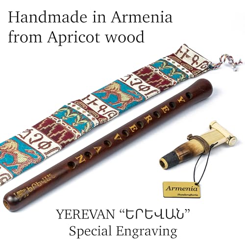 Armenian Duduk SPECIAL EDITION - YEREVAN birthday - handmade from ARMENIA with Playing Instruction - Oboe flute Balaban Woodwind Instrument Apricot Wood - Gift National case