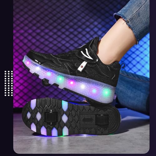 Image of Kids LED Roller Shoes Casual Skating Shoes with Double Wheels for Boys Girls 21cm