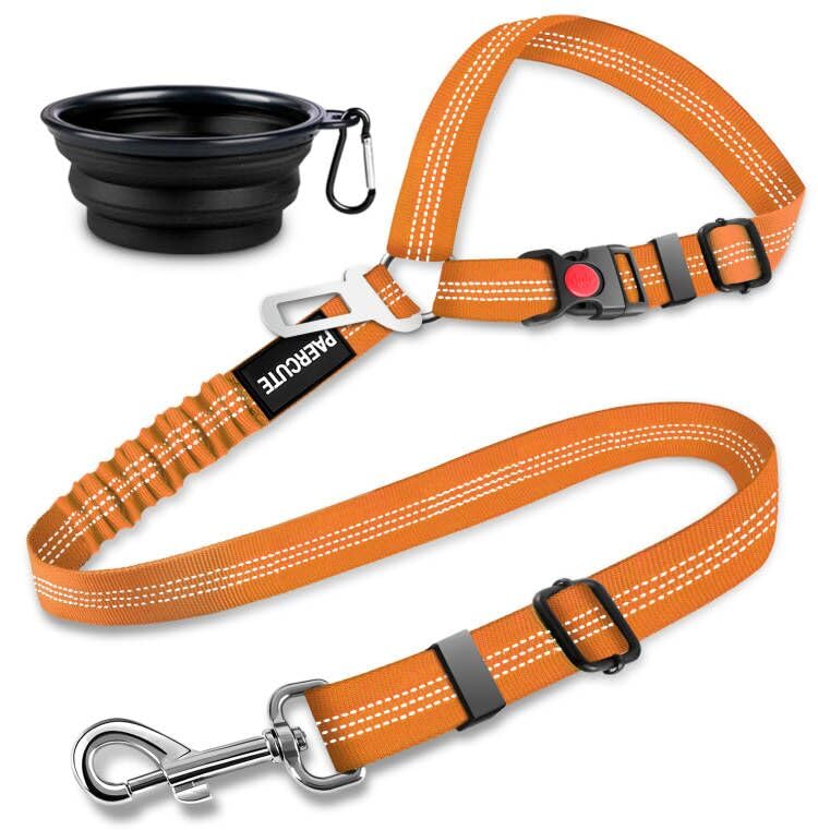 2 Piece Set Retractable Dog Car Seatbelts - Adjustable Pet Seat Belt for Vehicle Headrest Restraint - Heavy Duty & Elastic & Durable Car Harness