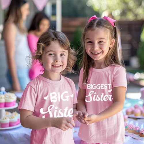 Big Sister Tshirts Sibling Reveal Announcement Shirt for Toddler Girls Sibling Outfits Gift 4 Years2