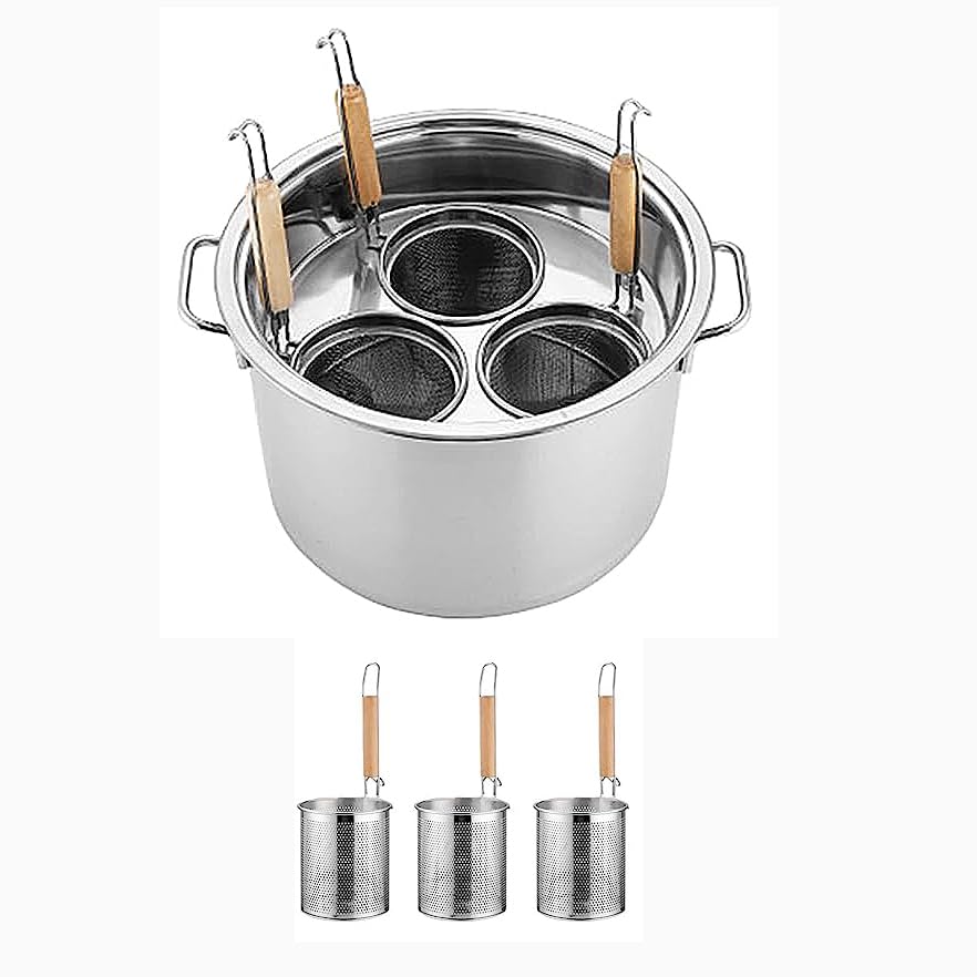 SAeWare Olla de pasta de acero inoxidable de 6 cuartos con colador y divisor, olla multifuncional para el hogar y el restaurante, ideal para pasta, veterinarios, sopas y más, OneColor-3 agujeros